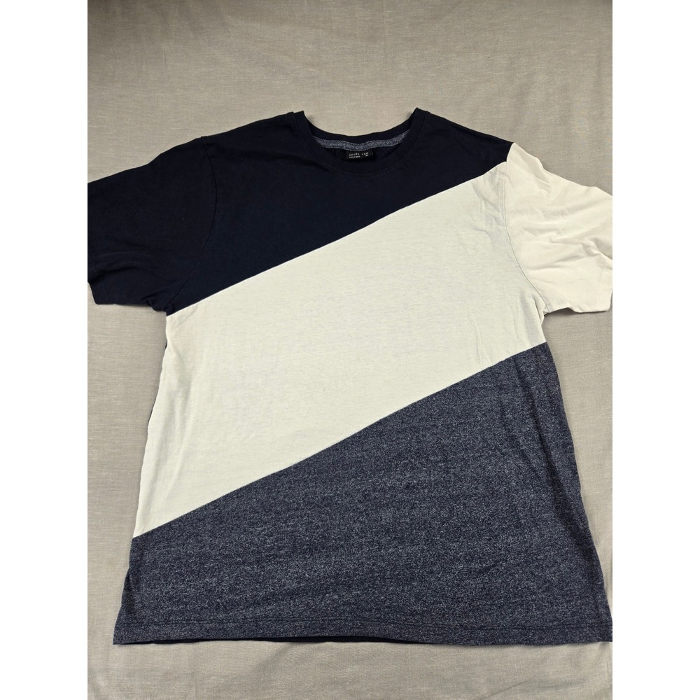 Level Ten Mens XL Colorblock T-Shirt Navy White Heather Blue Crew Neck LTSK-1011